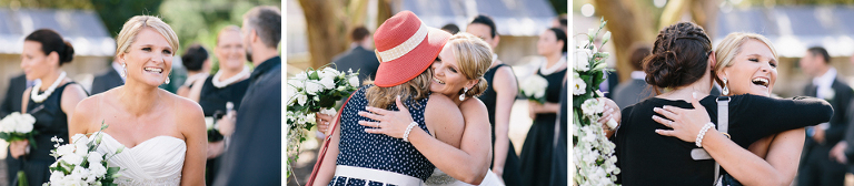 Bride being congratulated after the wedding