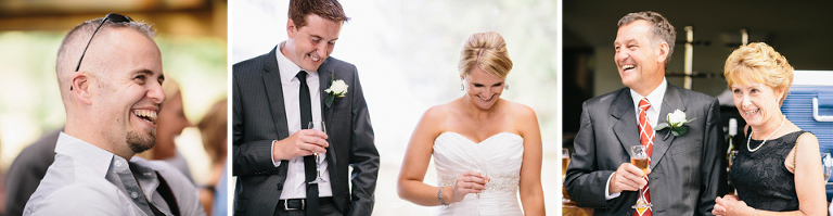 Bride and Groom laughing during toasts