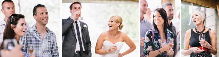 Bride and Groom laughing during toasts