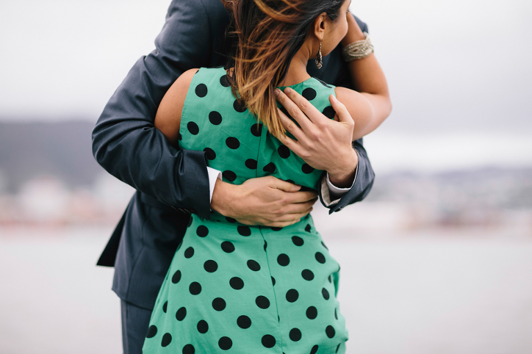 Polkadot dress engagement photography New Zealand