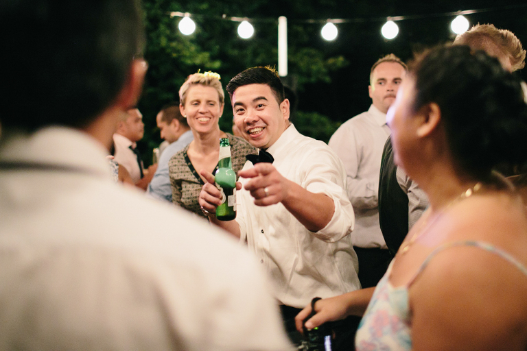 Wedding reception dancing outside under the stars