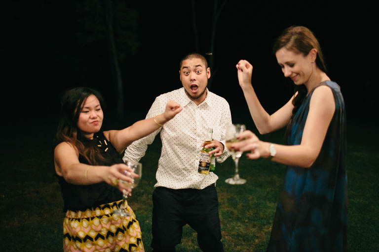 Wedding reception dancing outside under the stars