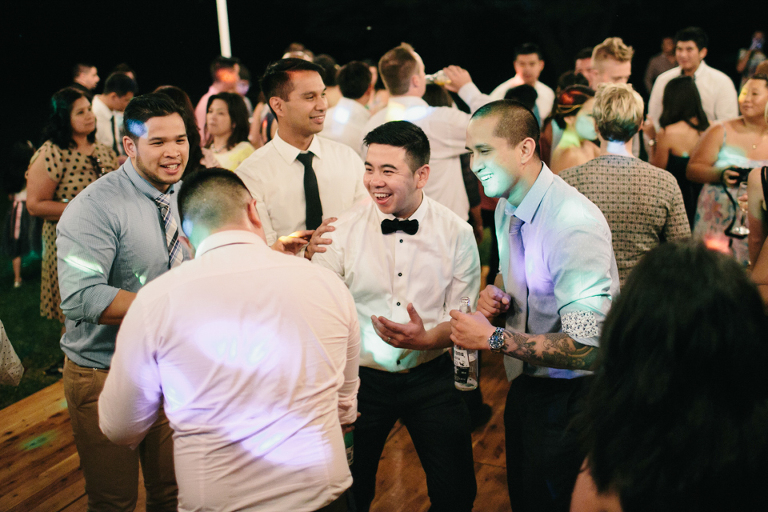 Wedding reception dancing outside under the stars