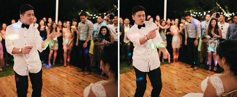 Wedding reception dance floor outside under the stars