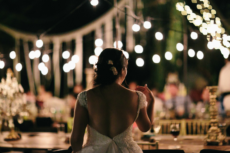 Wedding reception dance floor outside under the stars