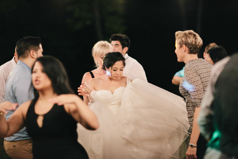 Wedding reception dance floor outside under the stars