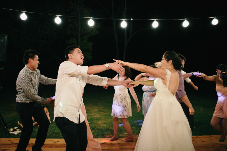 Wedding reception dance floor outside under the stars