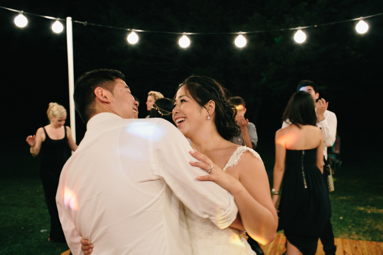Wedding reception dance floor outside under the stars