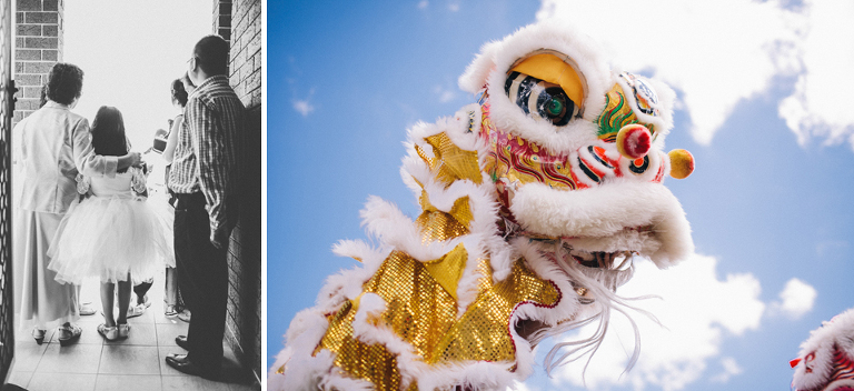 Wedding day lion dancers! Tea Ceremony.