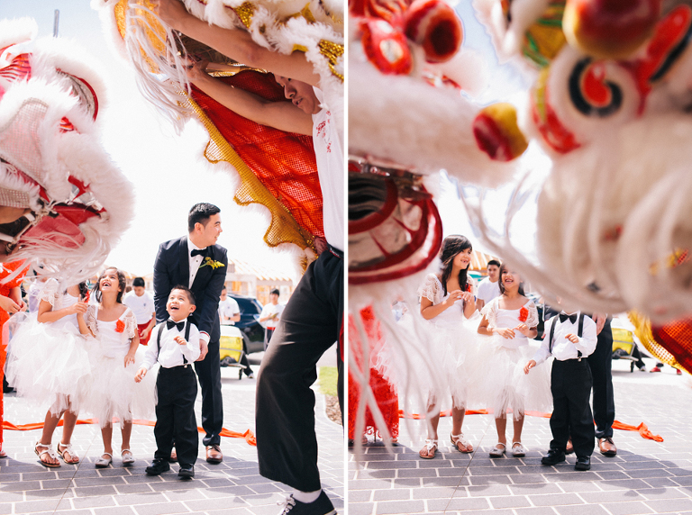 Wedding day lion dancers! Tea Ceremony.