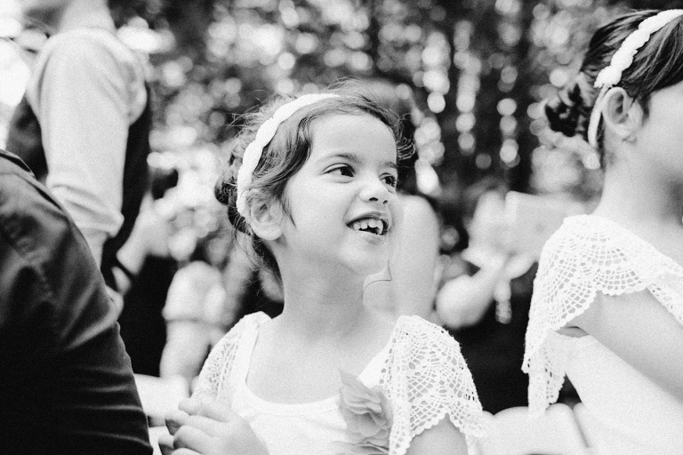 Flower girl excited wedding photography