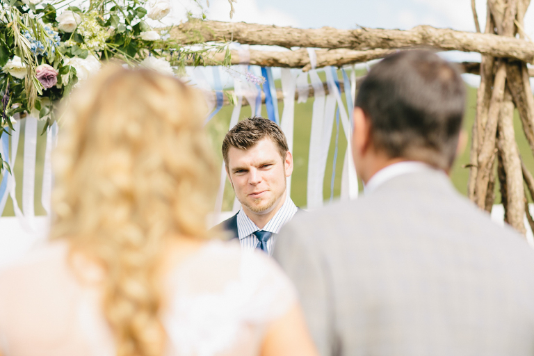 Groom seeing bride for the first time