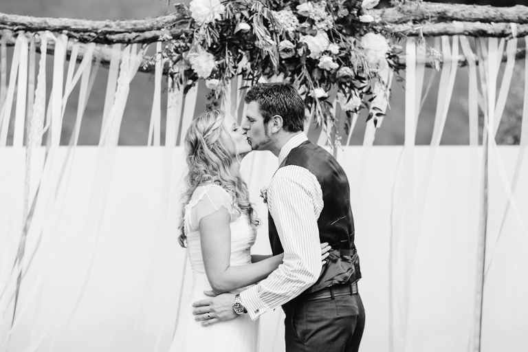 First kiss wedding ceremony Martinborough