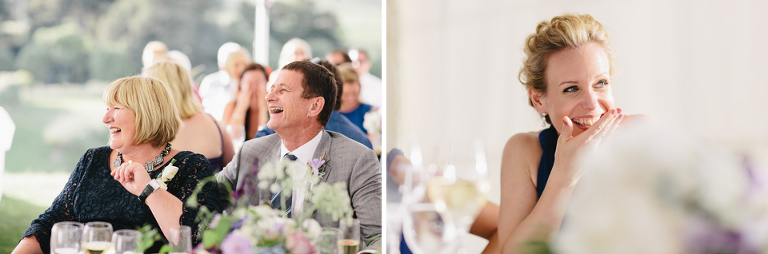 Guest laughing at Martinborough wedding reception