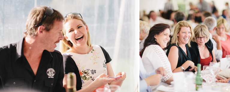 Guest laughing at Martinborough wedding reception