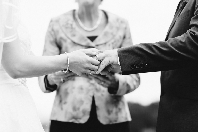 bride and groom hands vows Te Horo Beach wedding black and white
