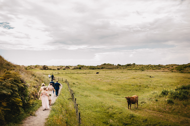 wedding party natural light rustic Te Horo Beach wedding 