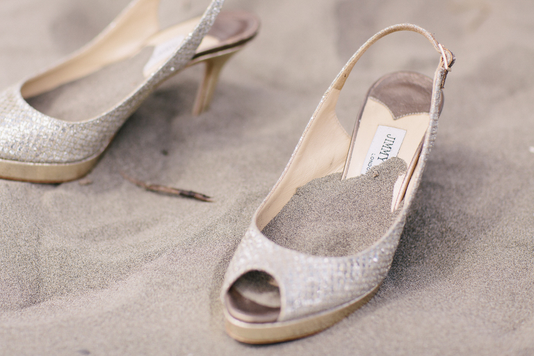 bridal shoes natural light Te Horo Beach wedding 