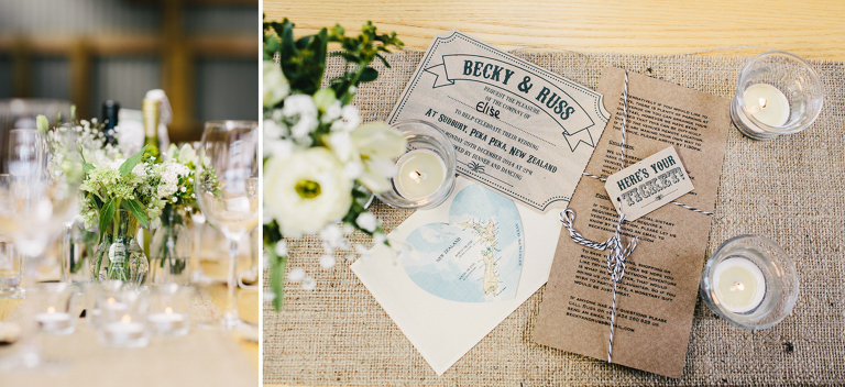 outdoor wedding reception details Te Horo Beach wedding natural light