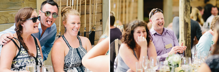 guests outdoor wedding reception Te Horo Beach wedding natural light