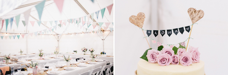 Flower and reception details at reception Burnside Church Martinborough Wedding natural light 