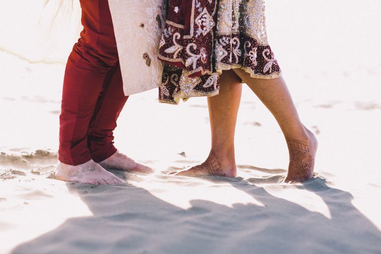 bride and groom feet in sand on beach Pauatahanui Inlet Wellington wedding natural light 