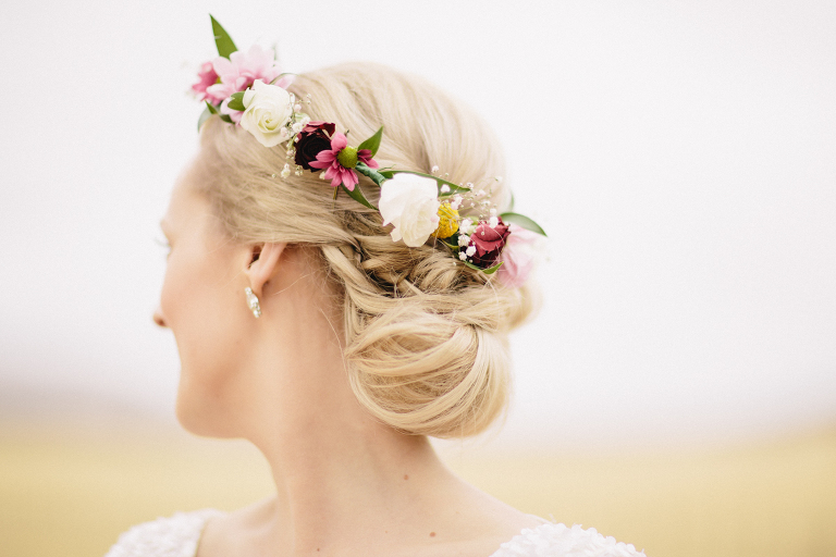bride with flower crown Martinborough Brackenridge Estate wedding natural light 