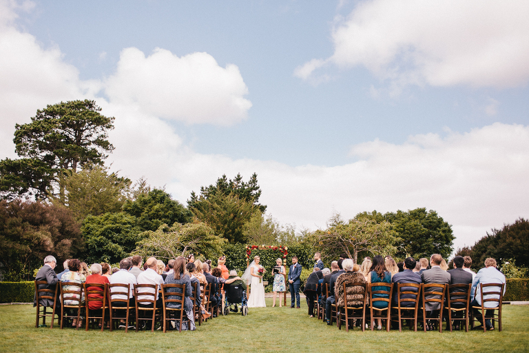 view of wedding ceremony Martinborough Brackenridge Estate wedding natural light 