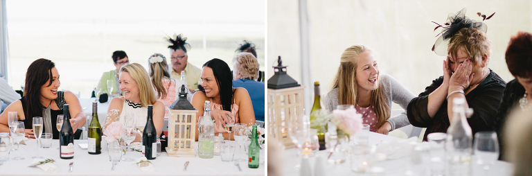 guests enjoying reception laughing Riversdale Wedding natural light
