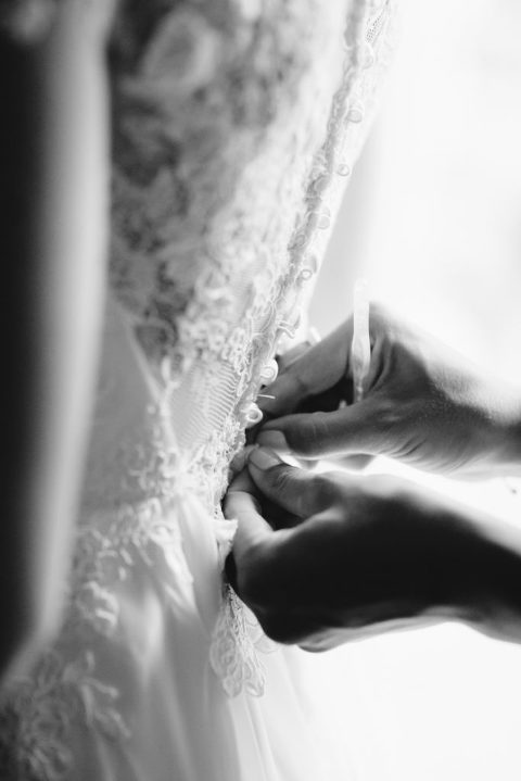 close up of bridal gown black and white natural light Wellington wedding